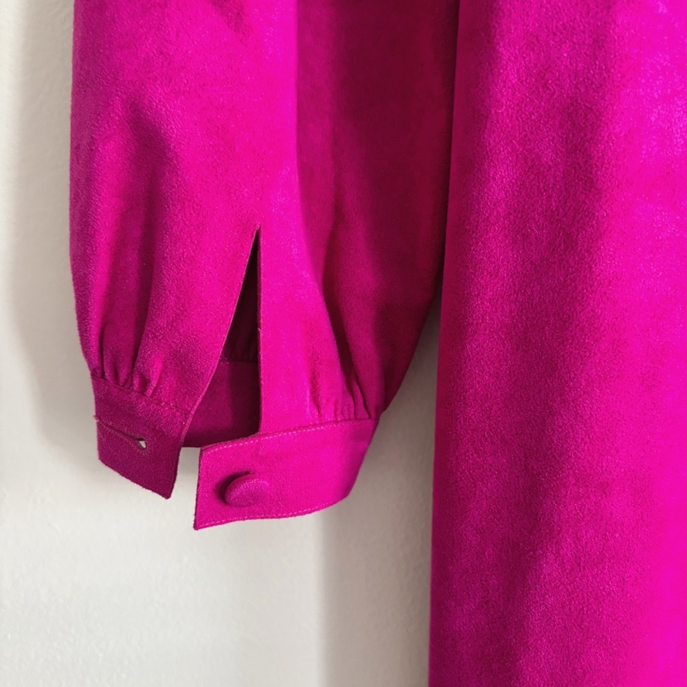 Vintage 70’s Posh Fuchsia Ultrasuede Full Length Coat Dress Sz 8 Mod Retro - Picture 4 of 8